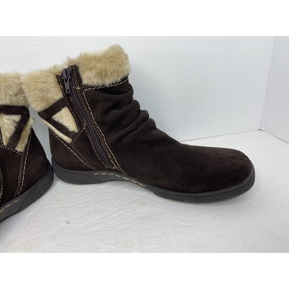 Bare Traps Lauree Boots 8M Brown Suede with Faux Fur Lining Zip Side - Picture 12 of 13